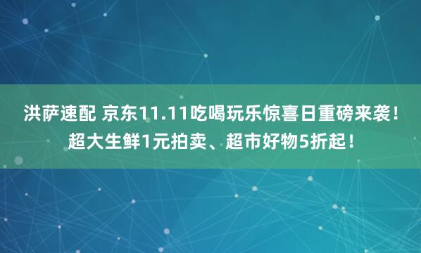 洪萨速配 京东11.11吃喝玩乐惊喜日重磅来袭！超大生鲜1元拍卖、超市好物5折起！